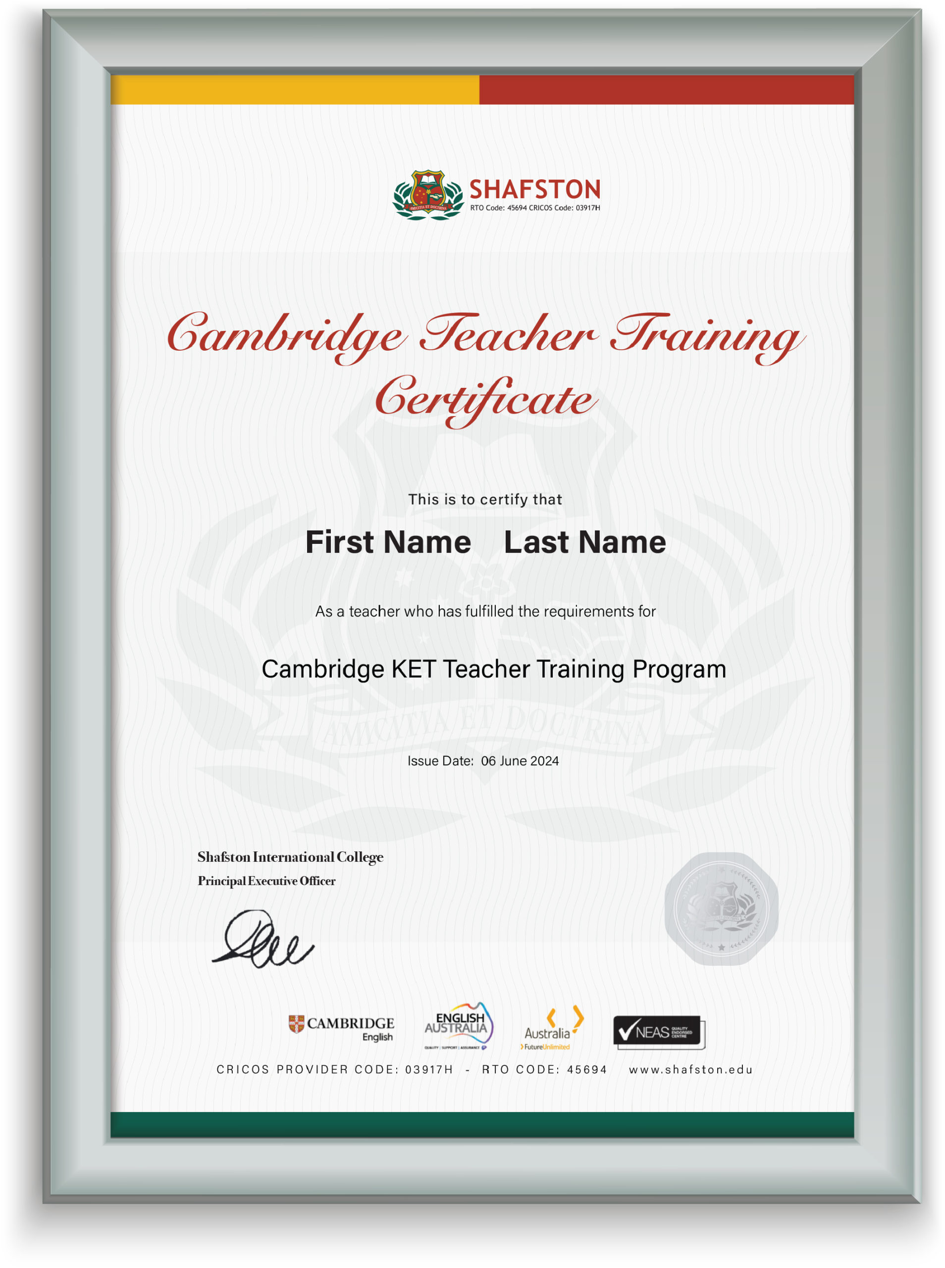 ket teacher certificate