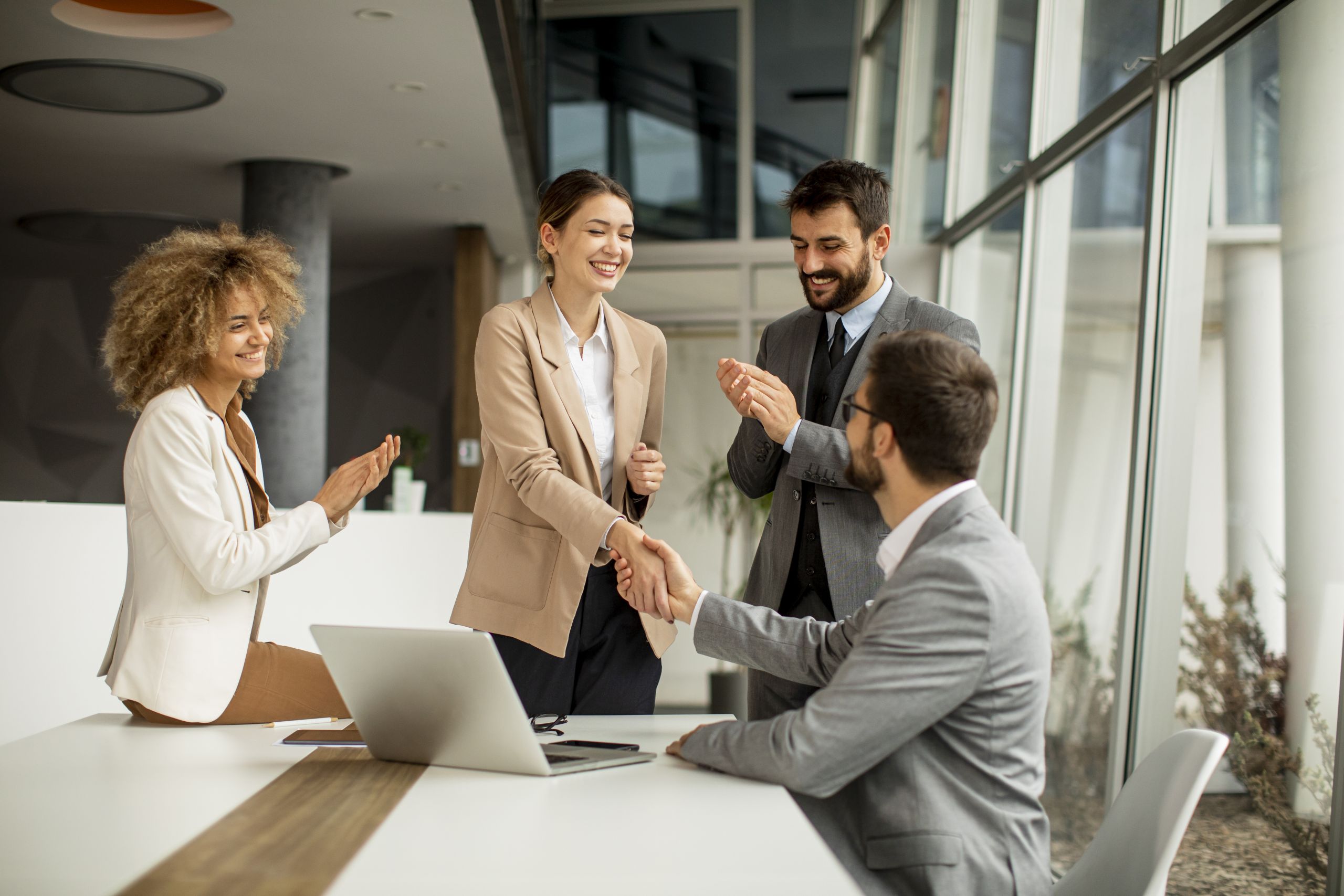 Multiethnic young business people working together in the office